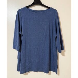 Karen Scott Top Women's Size 3X Blue 3/4 Sleeve  Round Neck Minimalist Casual